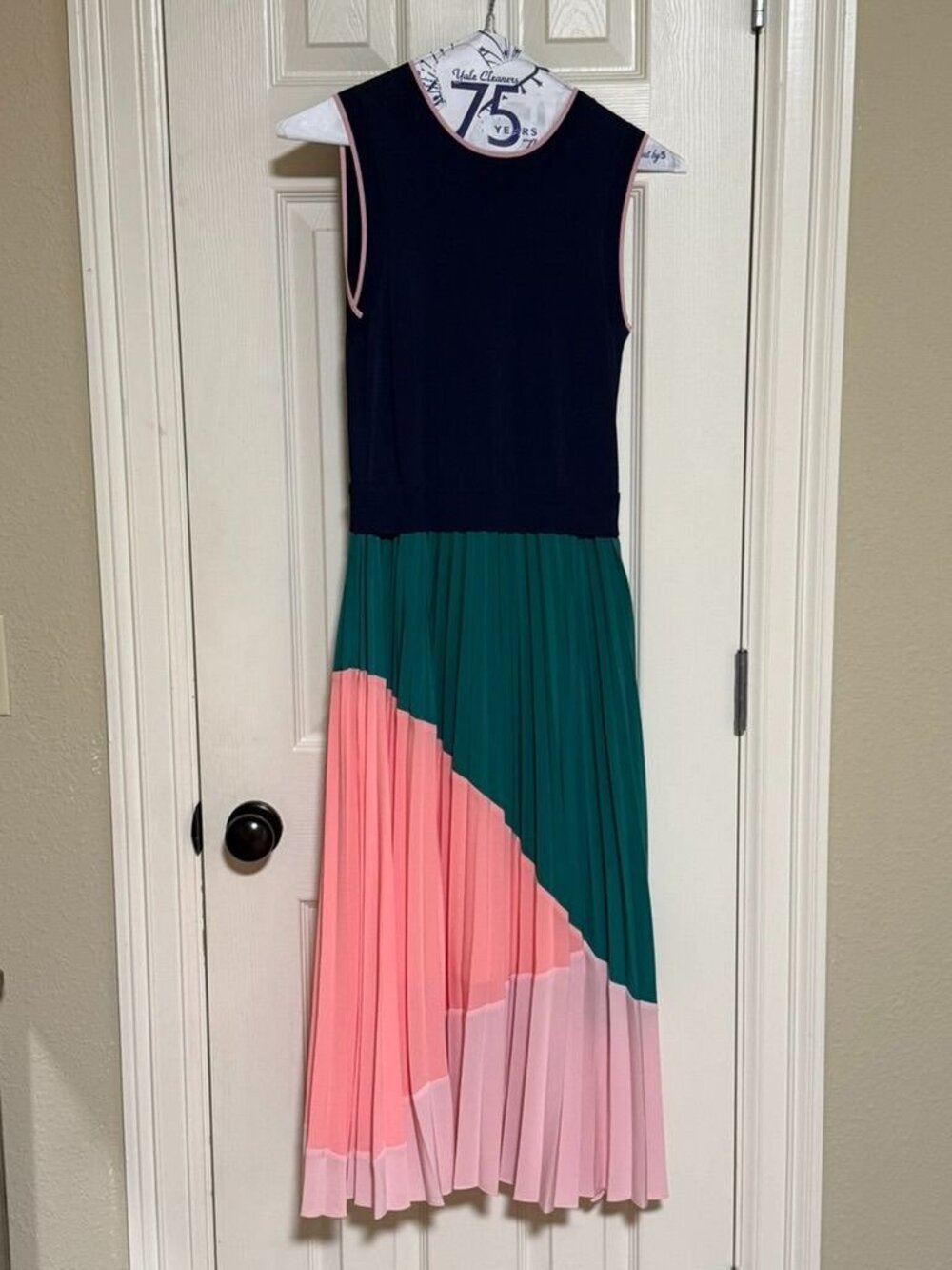 Ted Baker VGUC Indigo colourblock pleated dress in Size 0